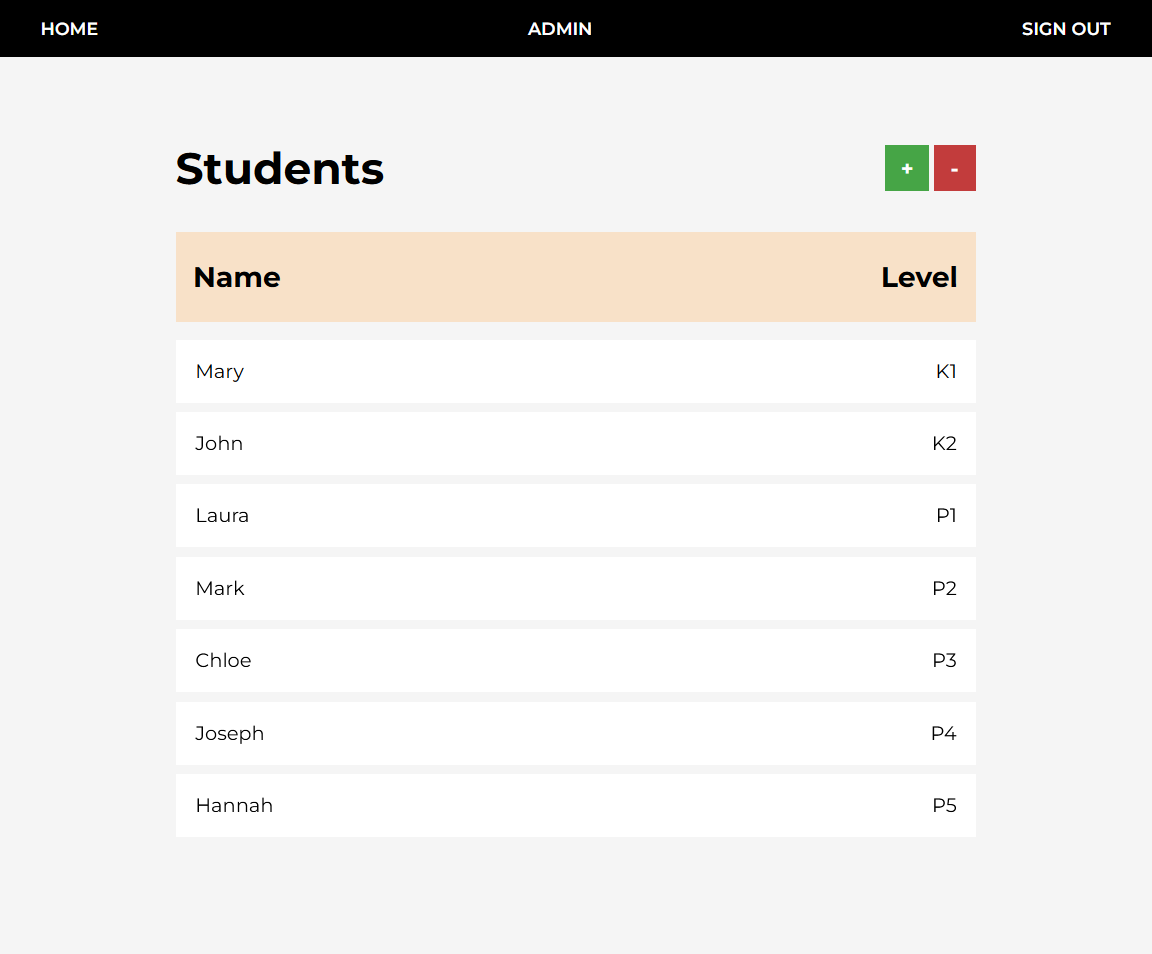 trax student list